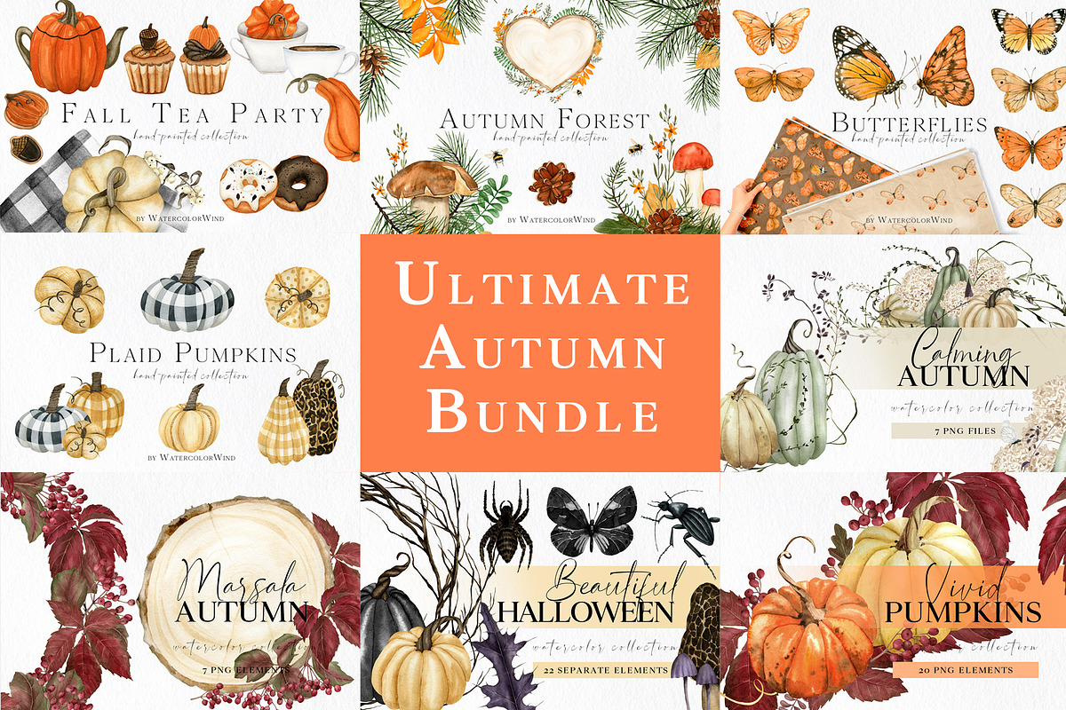Ultimate Autumn Bundle Clipart, an Illustration by WatercolorWind (Photo 45 of 45)