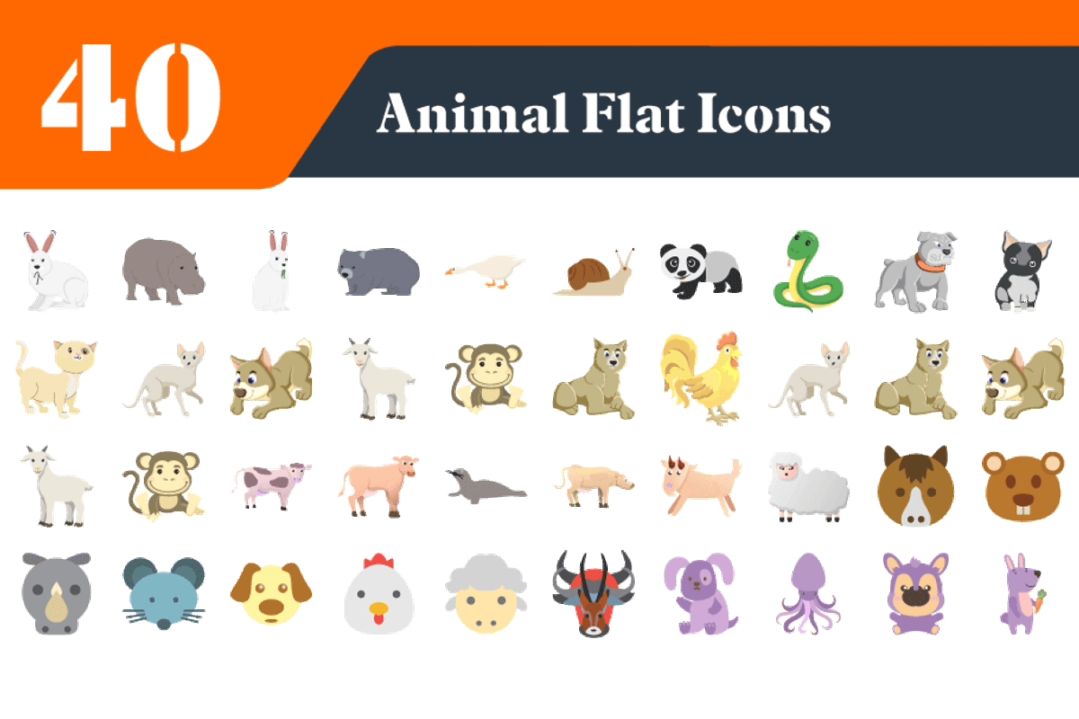 Animal Flat Icons Bundle, an Emoji Icon by EllaMaiyaali (Photo 1 of 3)