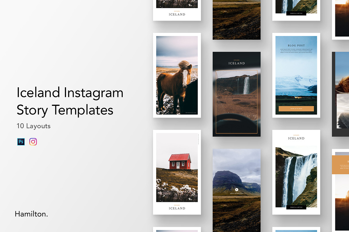 Iceland Instagram Story Templates, a Social Media Template by Hamilton. (Photo 1 of 9)