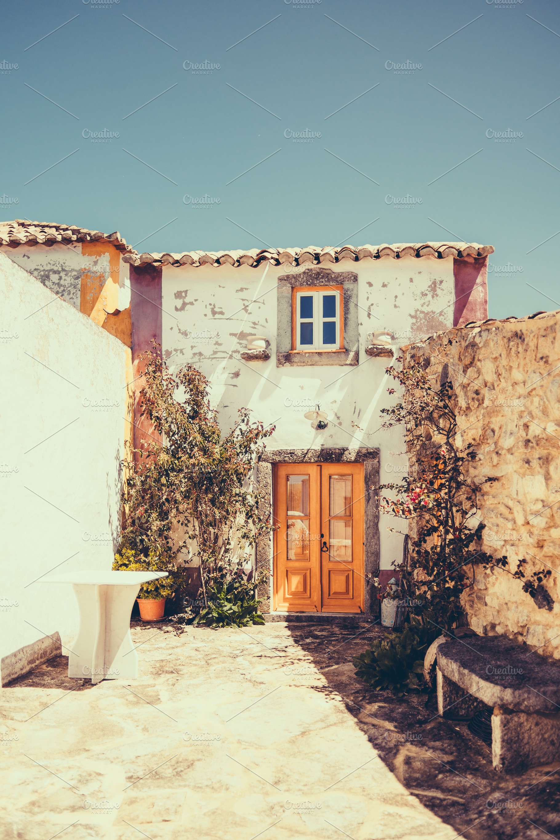 Rustic stone house front patio, an Architecture Photo by SkyNext