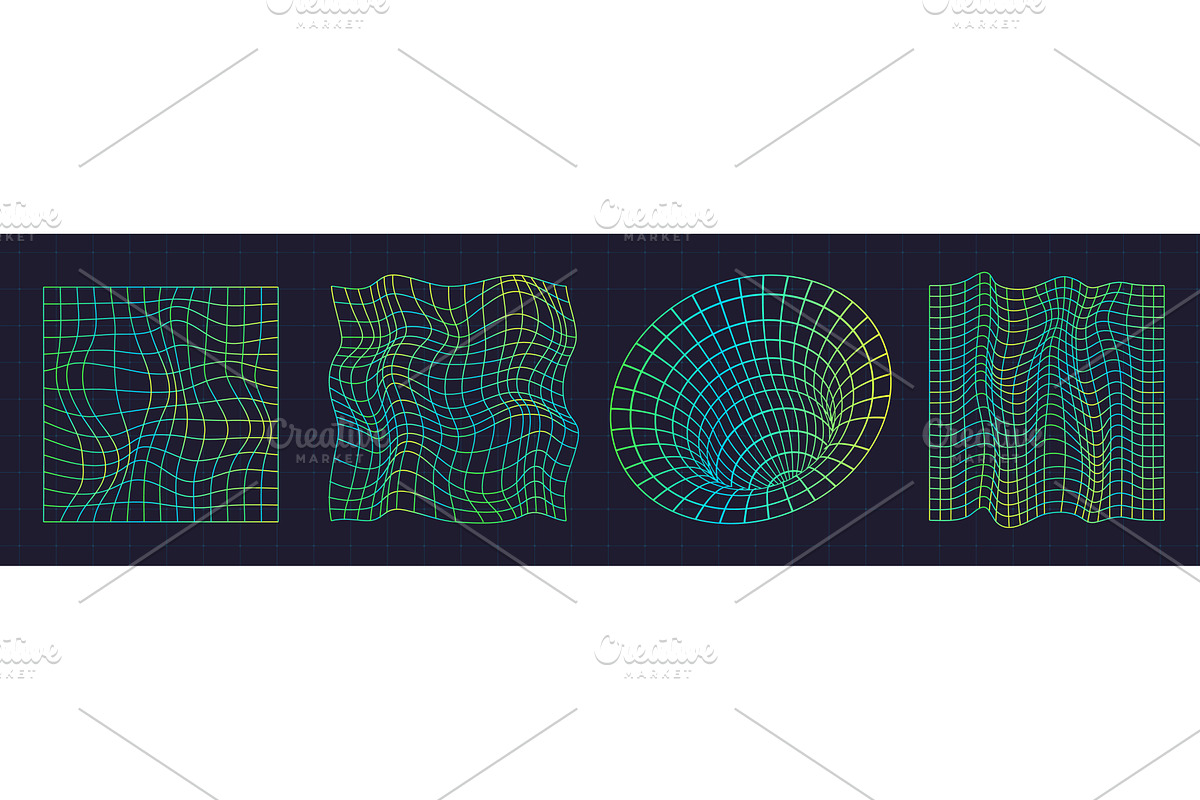 Warp wireframe. Wave mesh, distort, a Technology Illustration by Stock-Smart-Start