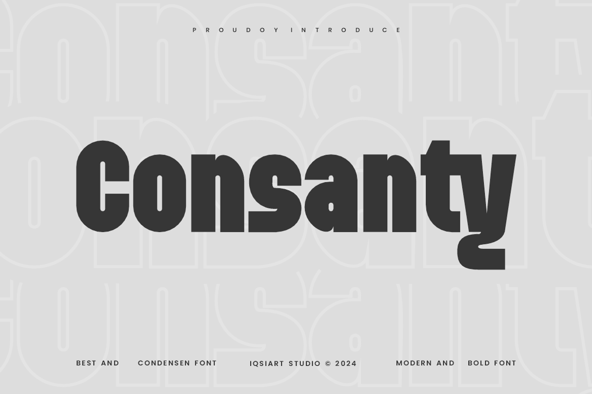 Consanty - Condensed Font, a Sans Serif Font by Iqsiart Studio (Photo 1 of 7)