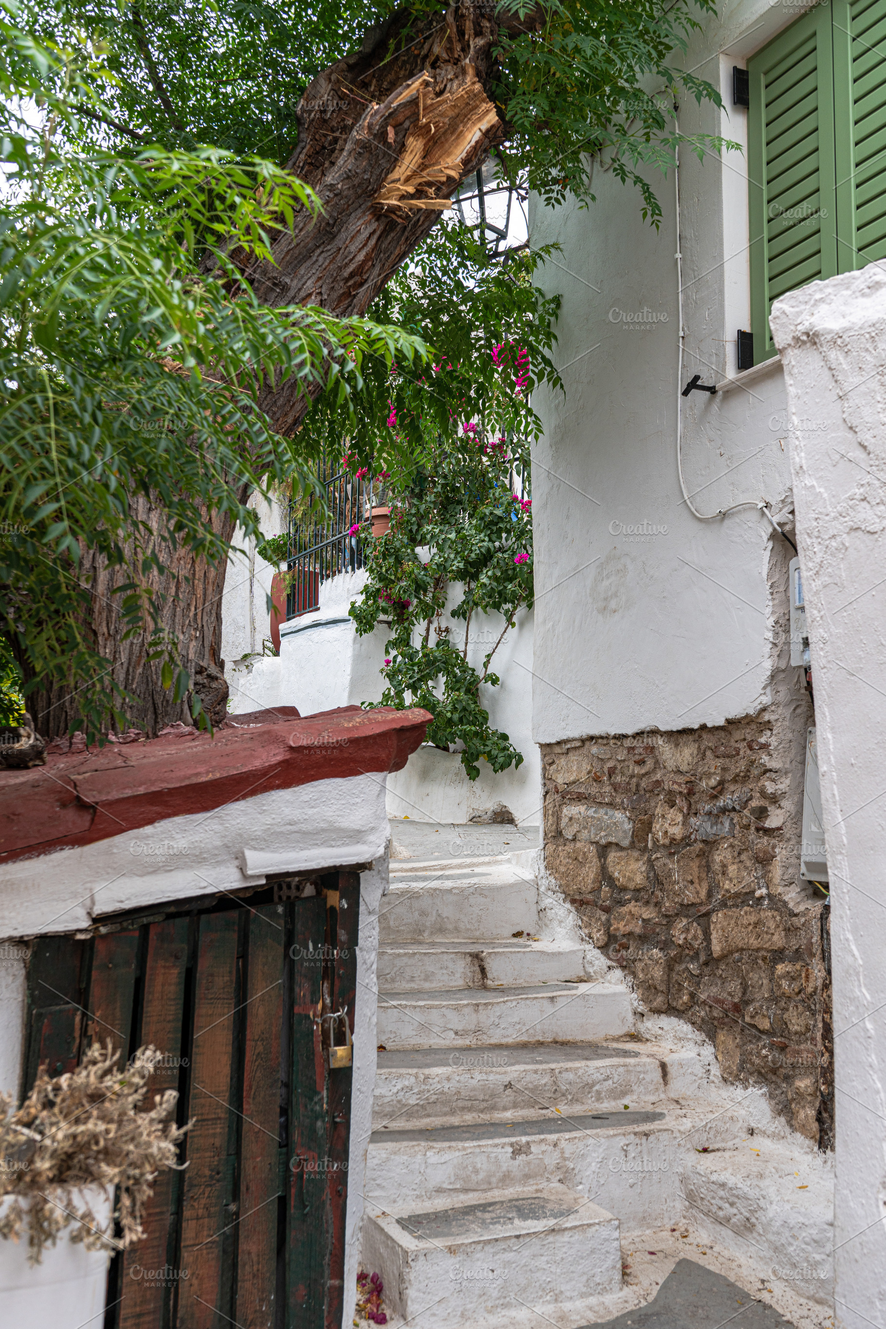 Narrow streets of Anafiotika area in ancient Athens, an Architecture Photo by Anna Bogush