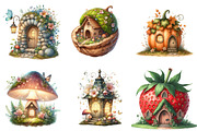 Cute Fairy Houses Clipart Bundle, an Illustration by DreamPrint404 (Thumbnail 5 of 6)