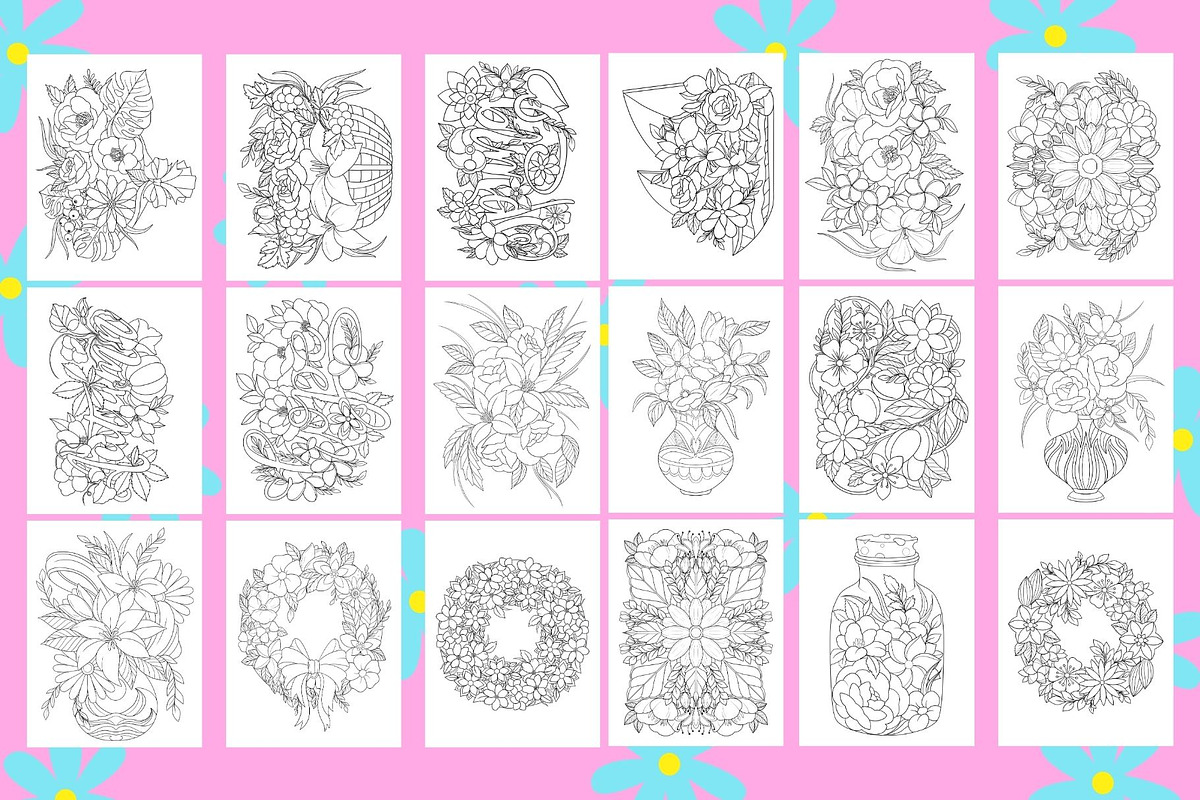 Flowers Coloring Book, a Decorative Illustration by Line Store (Photo 6 of 7)