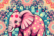 Vintage Pop Art Pink Elephant, an Animal Illustration by Sharon Schwalbe (Thumbnail 3 of 3)