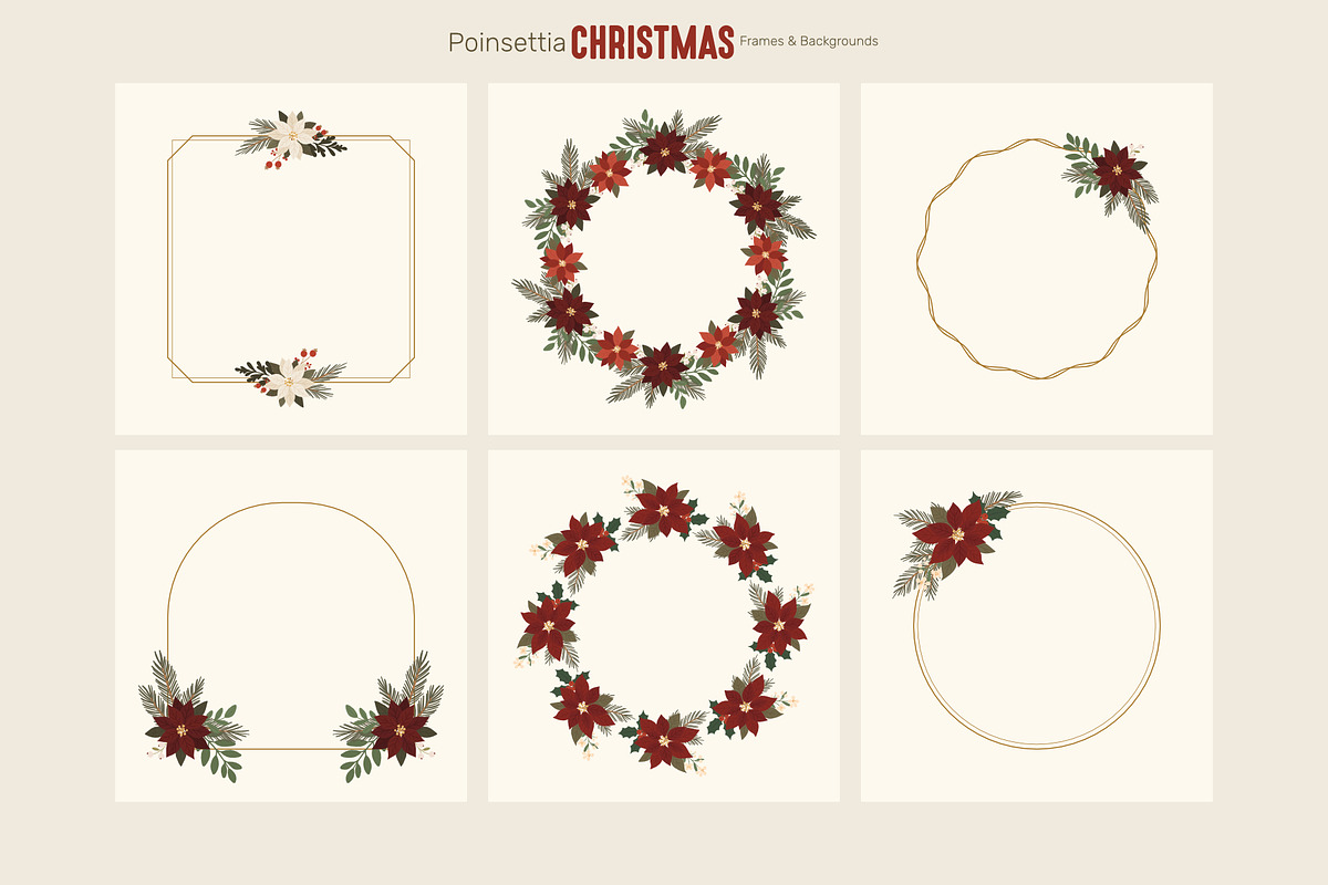 Poinsettia Christmas Backgrounds, a Seasonal Illustration by moja doodle (Photo 5 of 9)