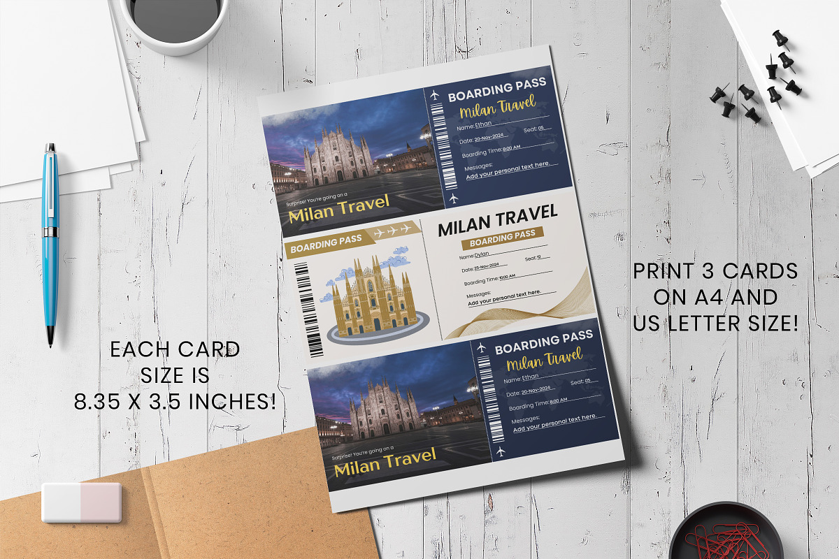 Milan Ticket Boarding Pass Template, a Card Template by Snapybiz (Photo 4 of 10)