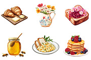 Cottagecore Breakfast Clipart Set, an Illustration by Designking (Thumbnail 2 of 5)