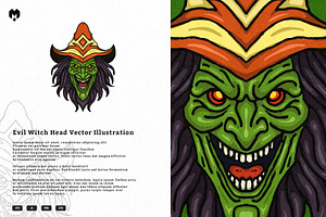 Evil Witch Head Vector illustration, an Illustration by MEANDSTUDIO