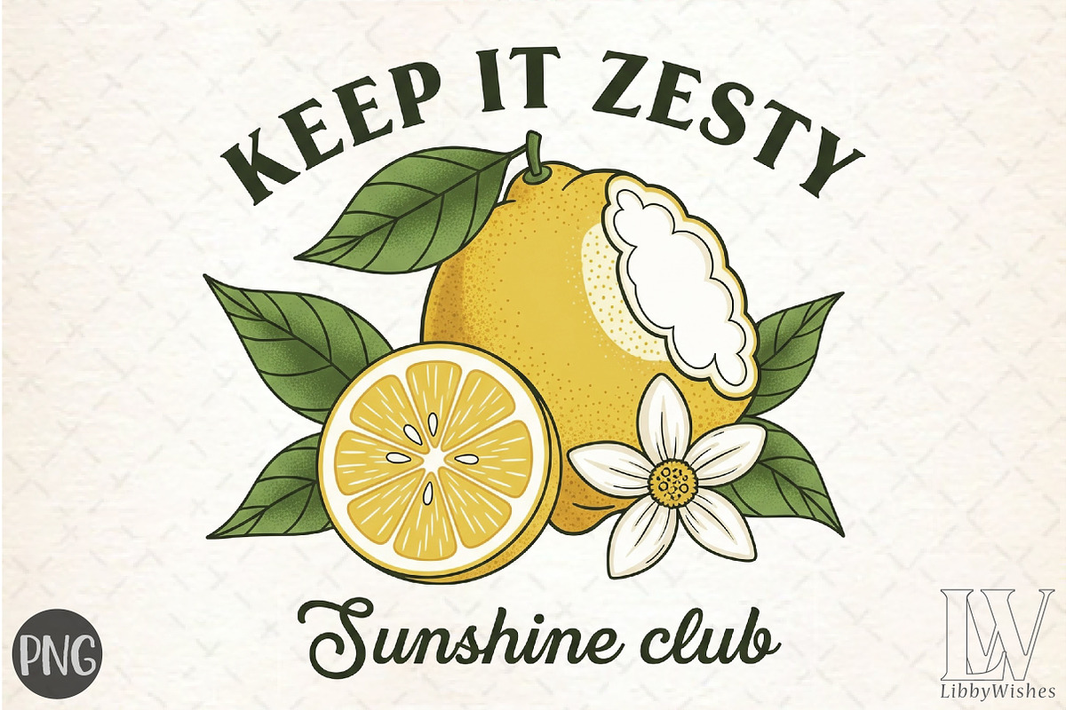 Keep It Zesty Sunshine Club PNG, an Illustration by Libby Wishes (Photo 1 of 6)