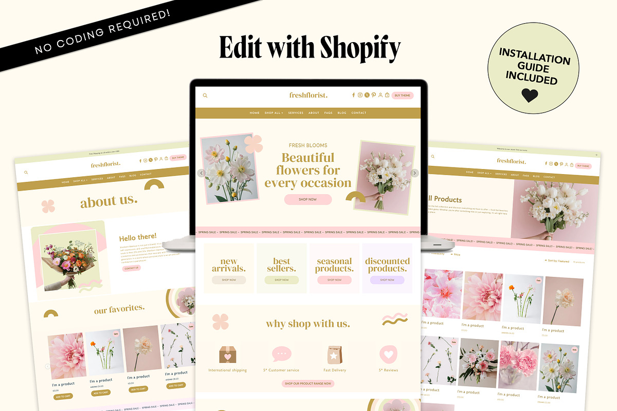 Florist Shopify Website Theme, a Shopify Template by Template Twist Shop (Photo 3 of 9)