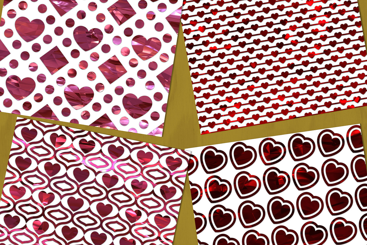 Red Foil Valentine Heart Patterns, a Pattern Graphic by Skritch Studio (Photo 6 of 6)