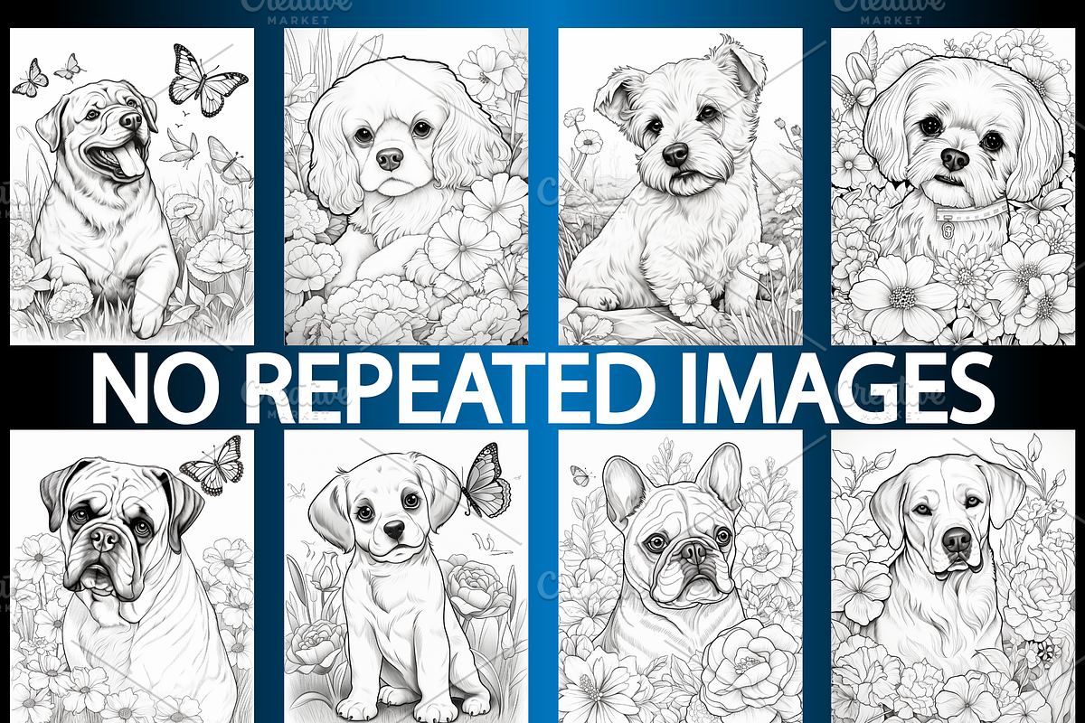175 Realistic Dog Coloring Pages, a Stationery Template by Design Station (Photo 2 of 4)