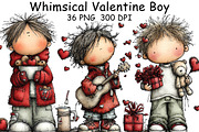 Whimsical Valentine Boy Clipart, an Illustration by CraftArtStudio (Thumbnail 1 of 6)
