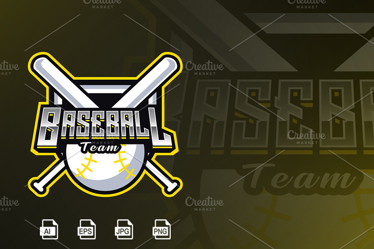 Baseball Team Mascot Logo Template, a Branding & Logo Template by HasnainGFX (Photo 1 of 3)