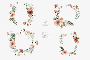 Terracotta Fall Floral Clipart