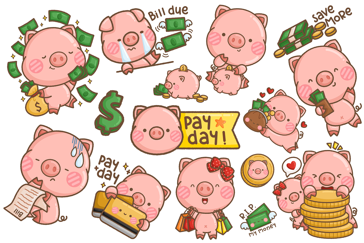 Piggy Payday Clipart - Animal Work, an Animal Illustration by Inkley Studio (Photo 2 of 4)