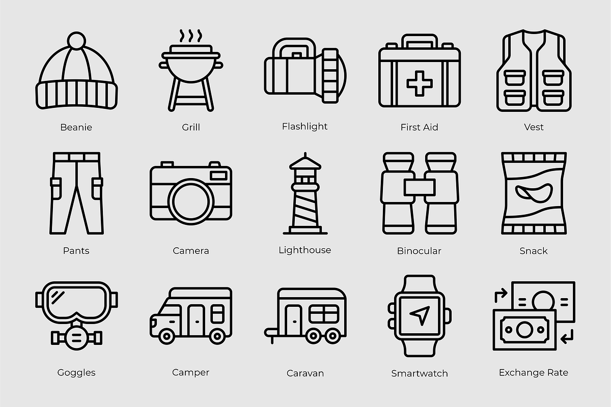 Travel Outline Icons, an Outline Icon by Tekuni (Photo 4 of 6)
