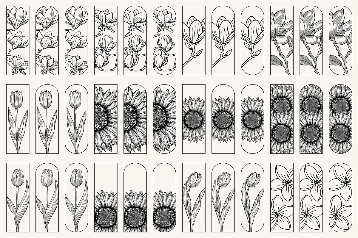 Floral Bookmark Template Bundle, a Stationery Template by Kusumaillustration (Photo 8 of 11)