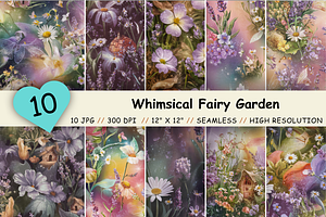 Whimsical Fairy Garden Pattern, a Pattern Graphic by FloridPrintables
