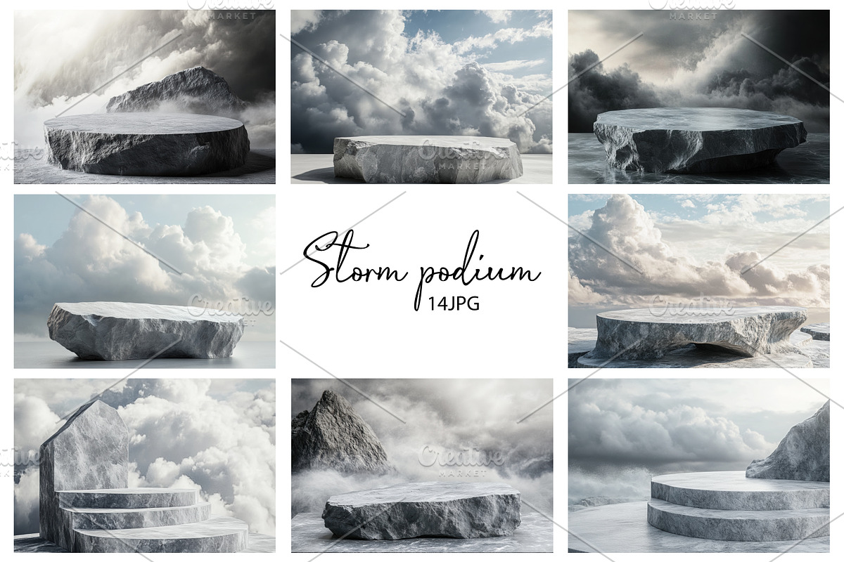 Raw Stone Podium & Stormy Sky, a Business Photo by Nebbia (Photo 1 of 2)