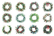 Watercolor Christmas wreaths PNG, a Decorative Illustration by dashtik (Thumbnail 4 of 5)