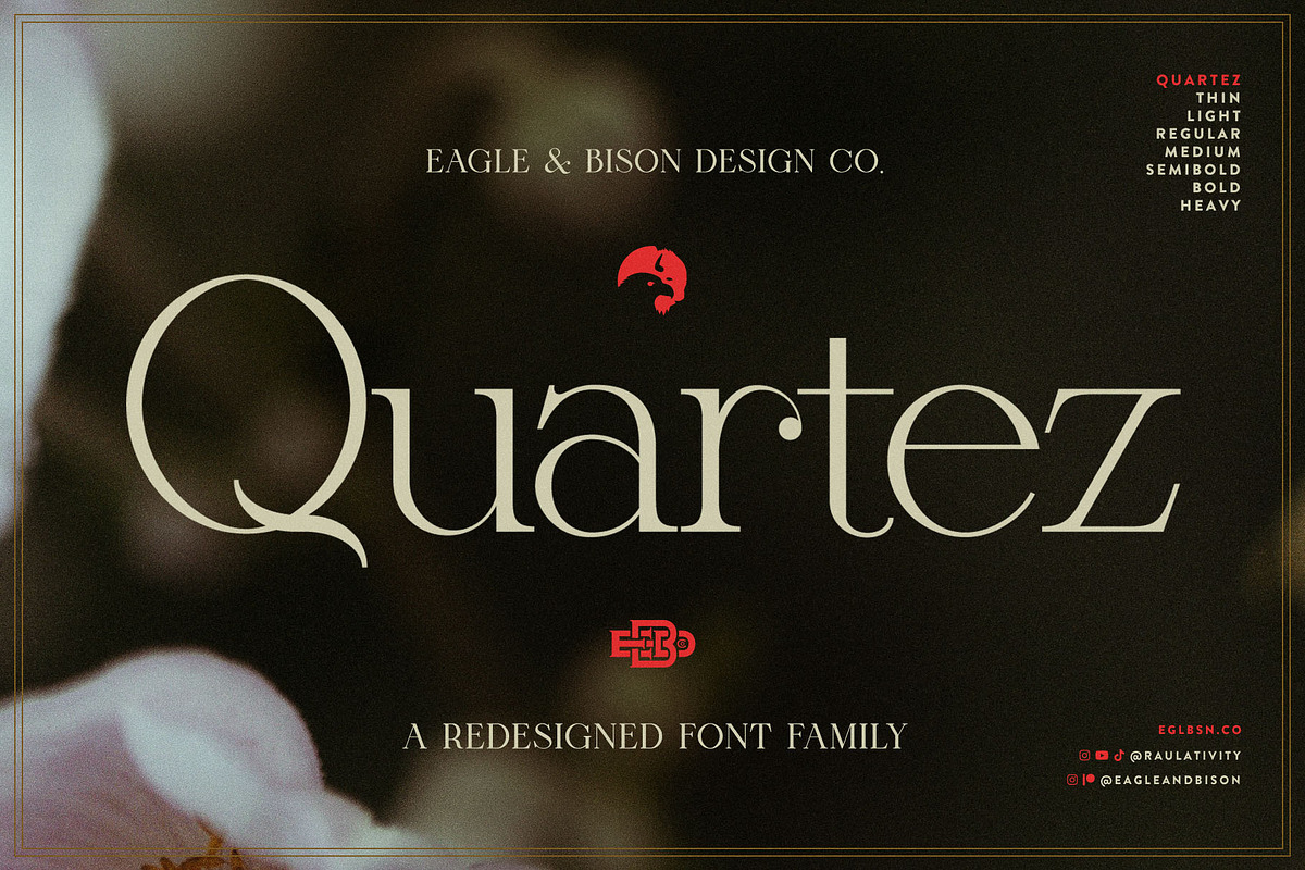Quartez - A Redesigned Font Family, a Serif Font by Eagle & Bison Design Co. (Photo 1 of 6)