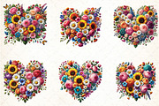 Flower Hearts Valentines Day Clipart, an Illustration by DreamCafeArt (Thumbnail 2 of 5)