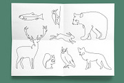Continuous line wild animals set, an Animal Illustration by Mary P (Thumbnail 1 of 2)