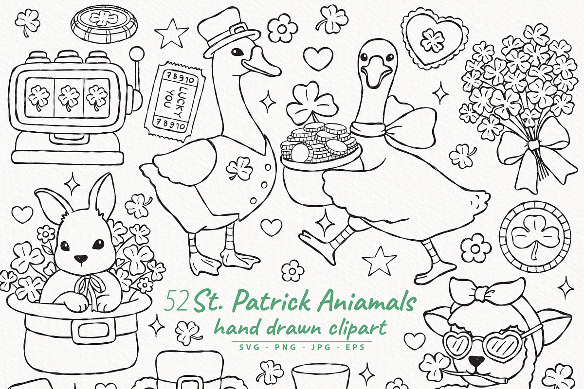 St. Patrick Animals Outline Bundle, a Seasonal Illustration by TitaLivingArt (Photo 1 of 9)