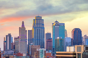 View of Kansas City skyline in Missouri