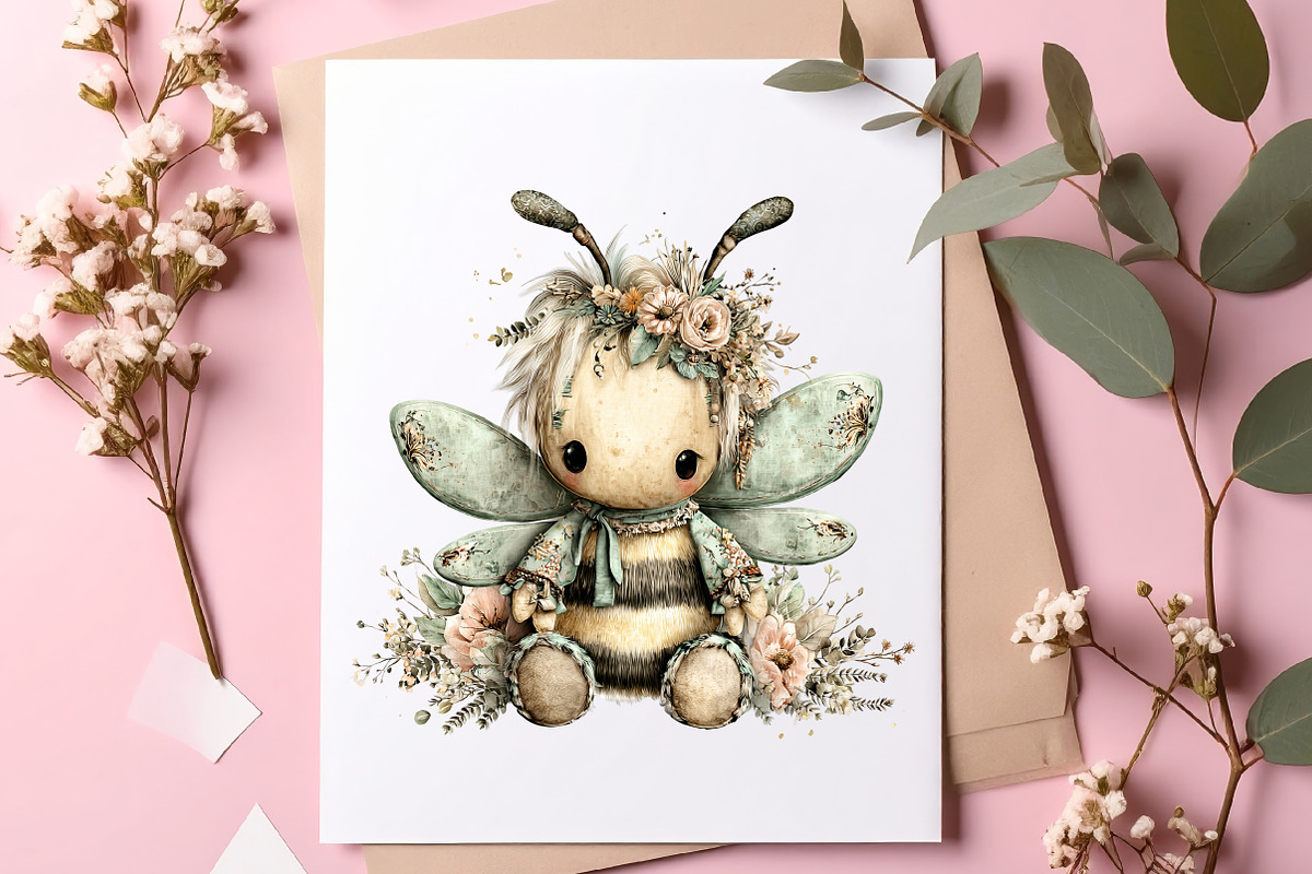 Whimsical spring bee clipart, an Illustration by SinaCreation (Photo 8 of 11)