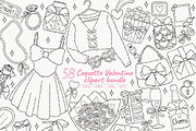 Coquette Valentine Outline Clipart, a Seasonal Illustration by TitaLivingArt (Thumbnail 1 of 9)