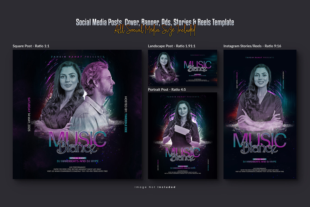 Night Vibes Music Party Flyer Set, a Design Template by Creative_View