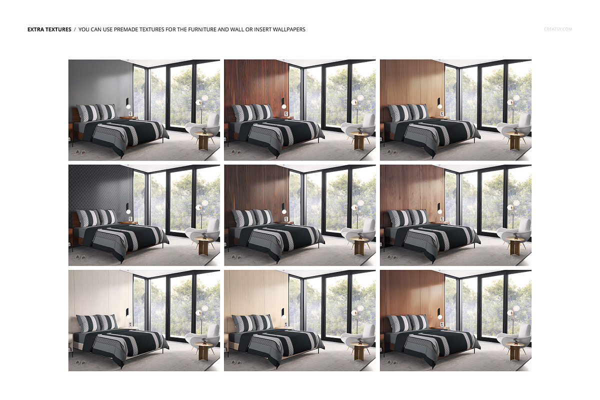 Modern Bedroom Bedding Mockup Set, a Product Mockup by creatsy5 (Photo 3 of 9)
