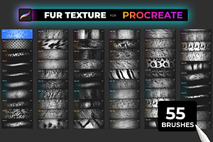 55 FUR TEXTURE Brushes For PROCREATE