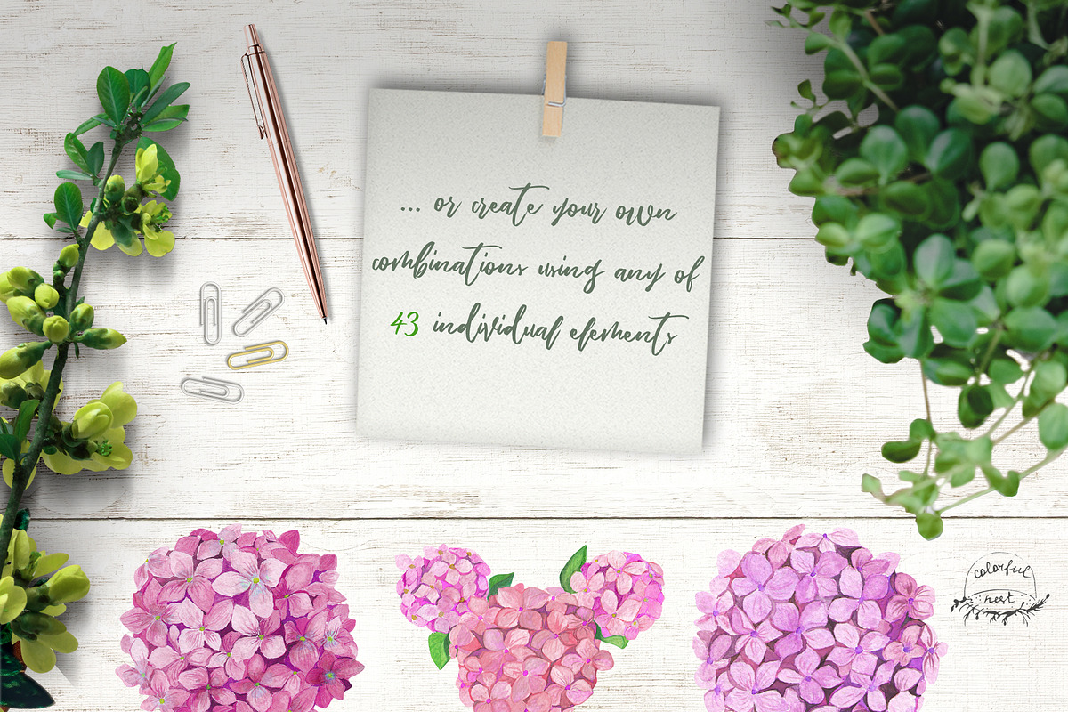 Pink Violet Floral Clipart, Patterns, an Illustration by ColorfulNest (Photo 7 of 7)