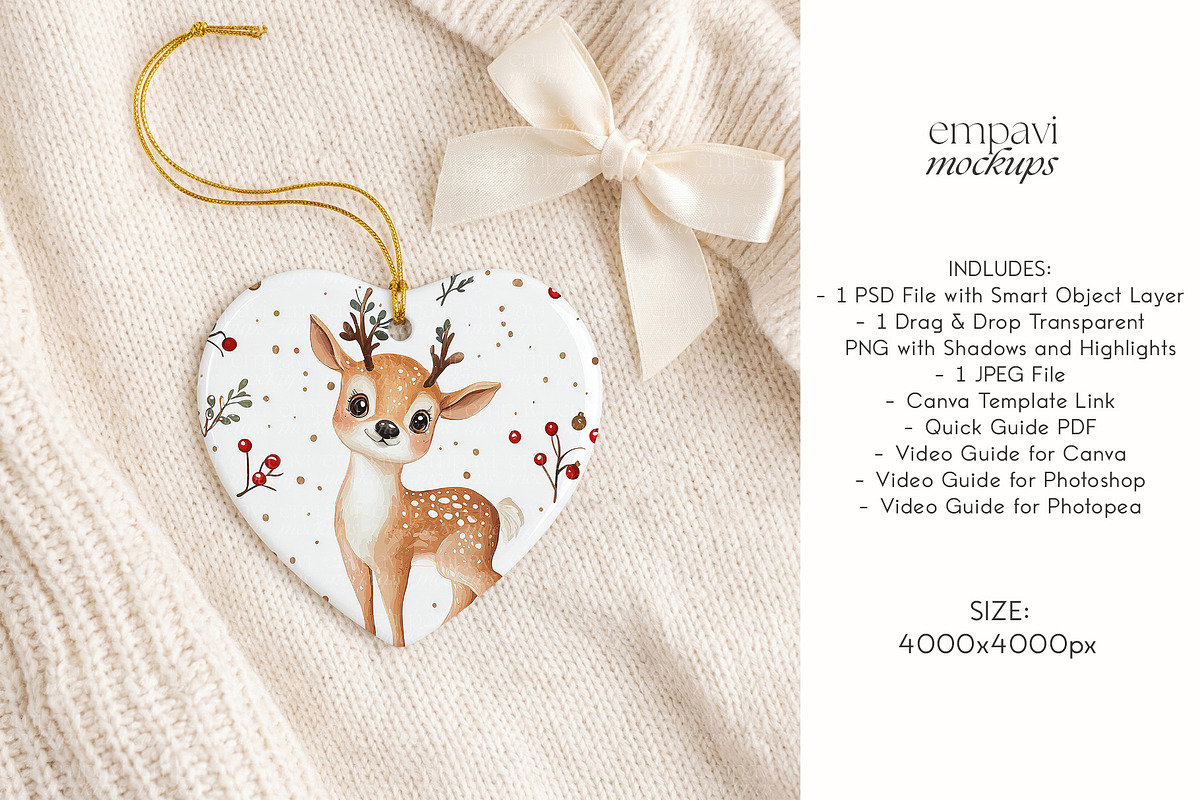 Heart Ornament Mockup, a Household Mockup by EmpaviMockups (Photo 3 of 6)