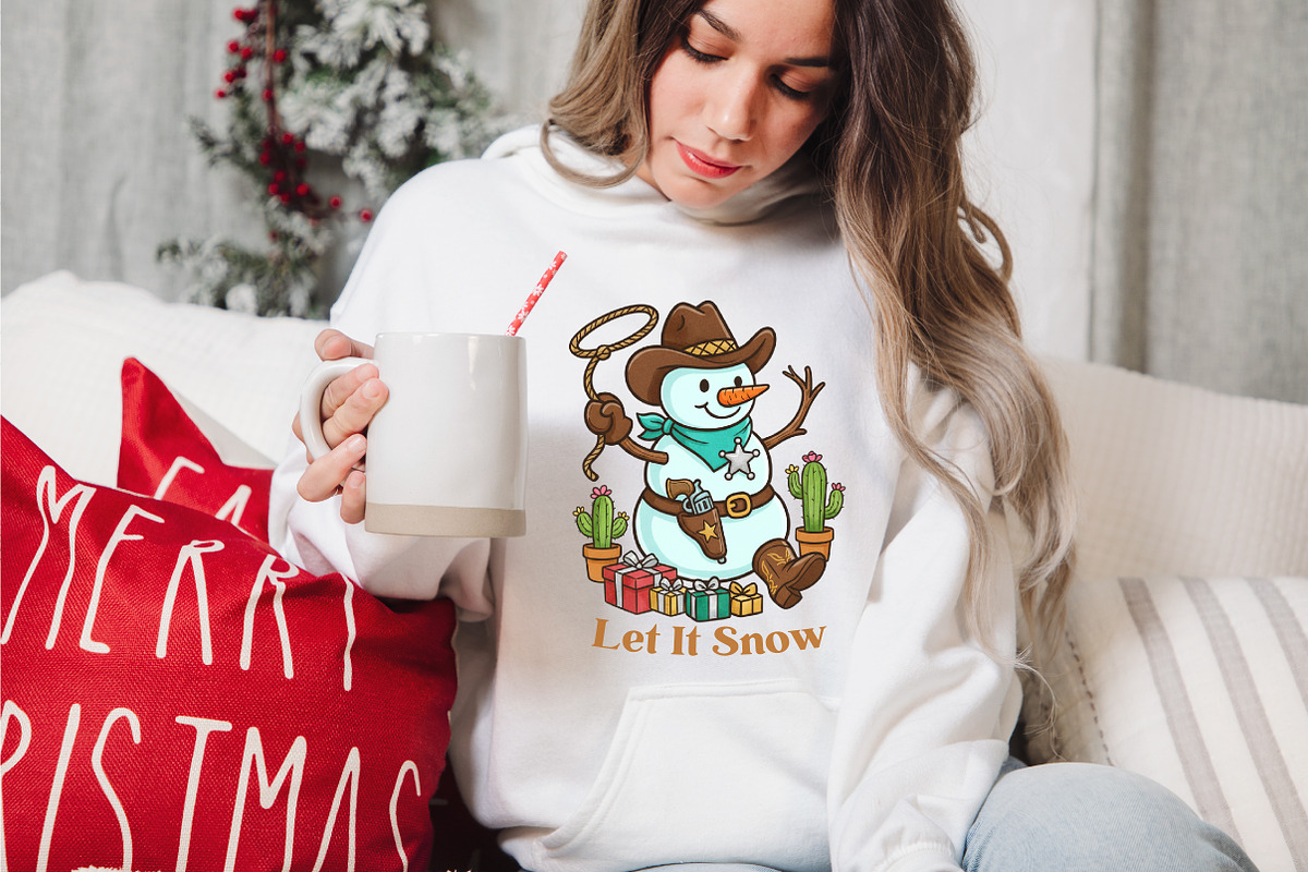 Cowboy Snowman Let-It Snow PNG, an Illustration by designcity5 (Photo 2 of 4)
