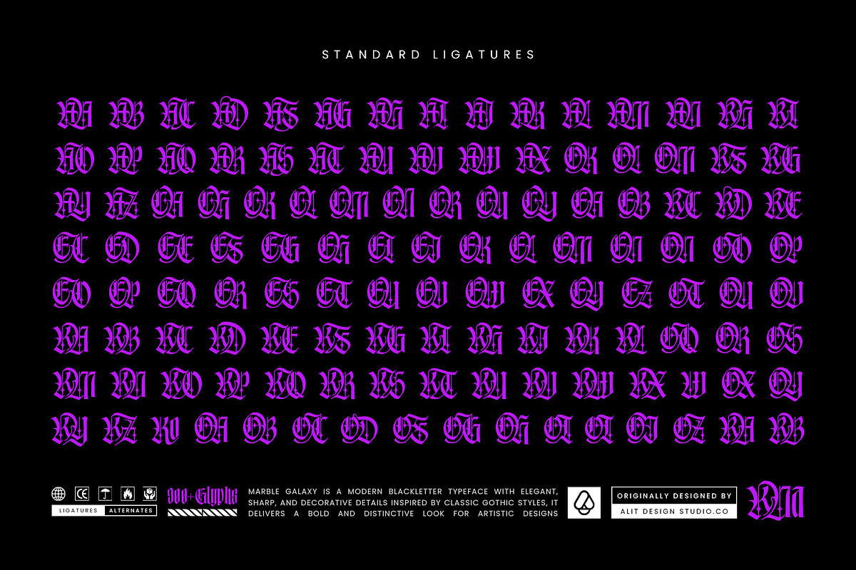 Marble Galaxy Typeface, a Blackletter Font by alit design (Photo 12 of 20)