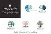 Tree of Life & Brain Logo Collection, a Branding & Logo Template by YUDesignStore (Thumbnail 1 of 14)