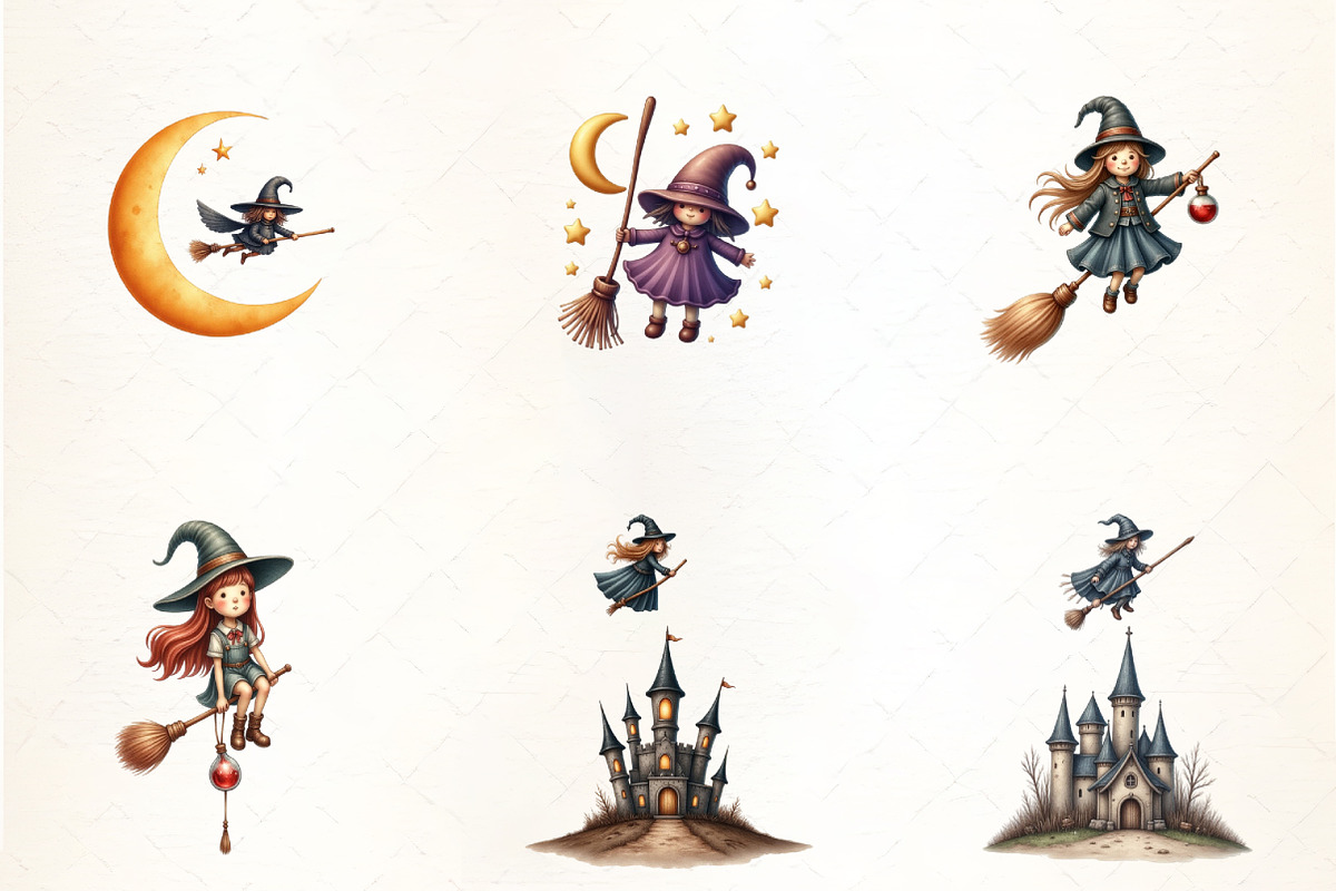 Flying Witch Clipart, an Illustration by CrexoraLab (Photo 4 of 5)