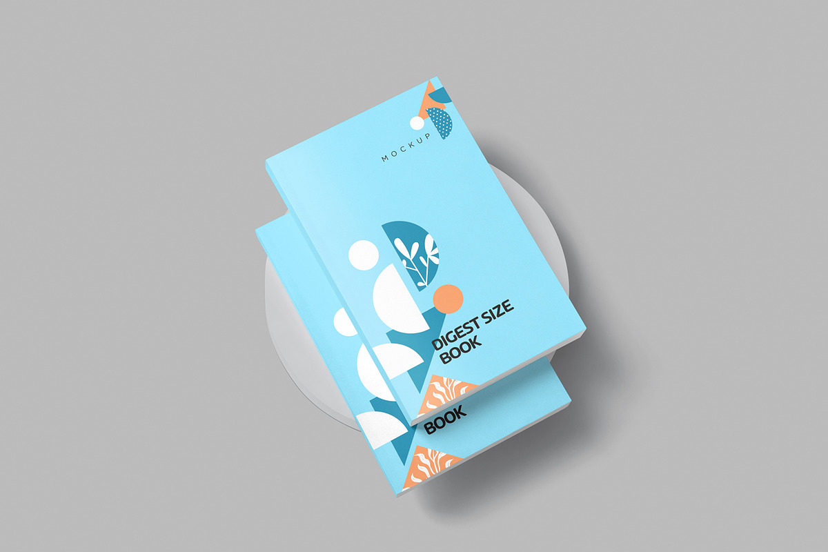 5 Digest Size Book Mockups, a Print Template by DesignNeutrons