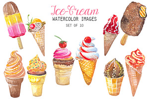 Watercolor Ice-Cream Clipart