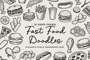 Fast Food Clipart, Burger Doodles, an Object Illustration by The October Creative (Thumbnail 1 of 6)