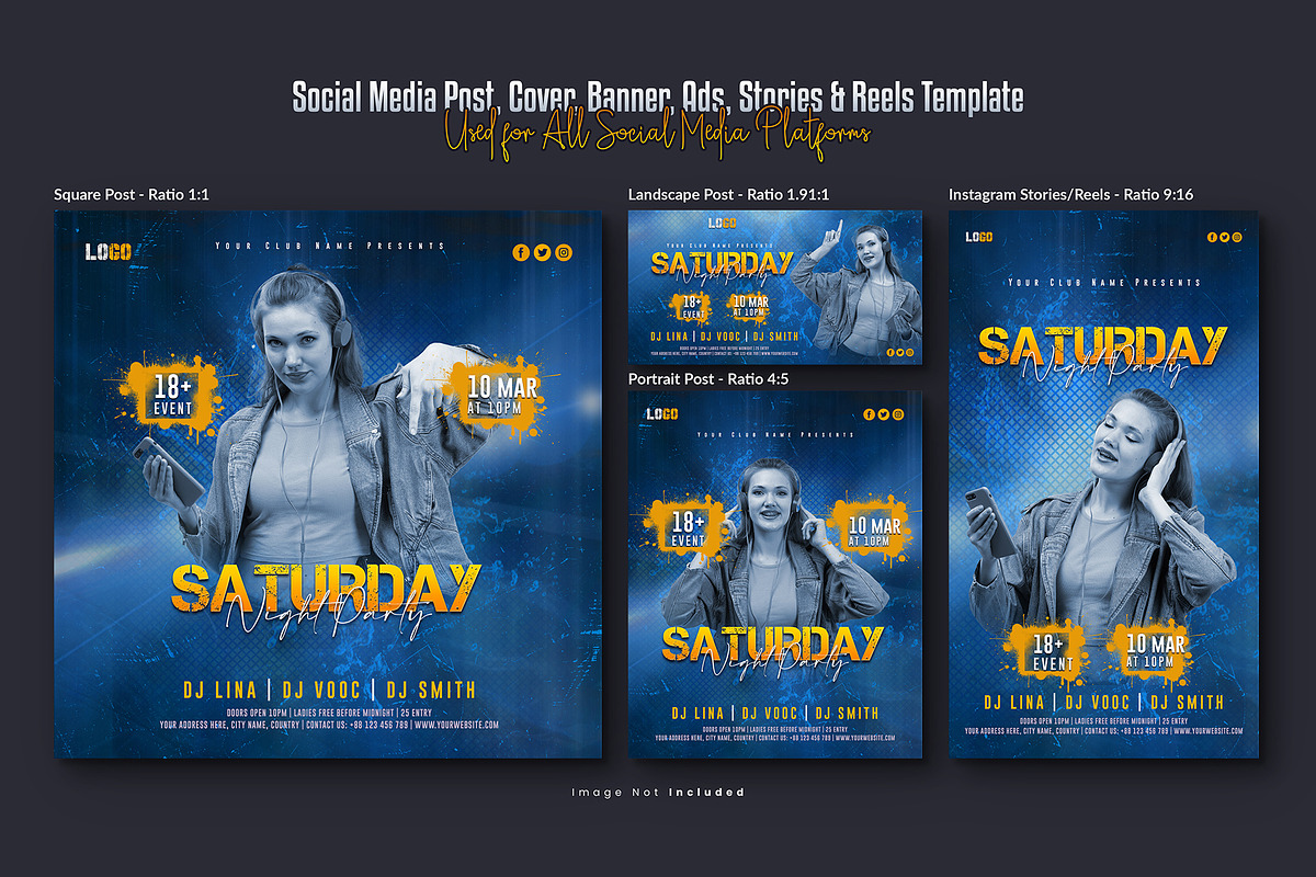 Party Social Media Template Bundle, a Social Media Template by Creative_View (Photo 4 of 8)