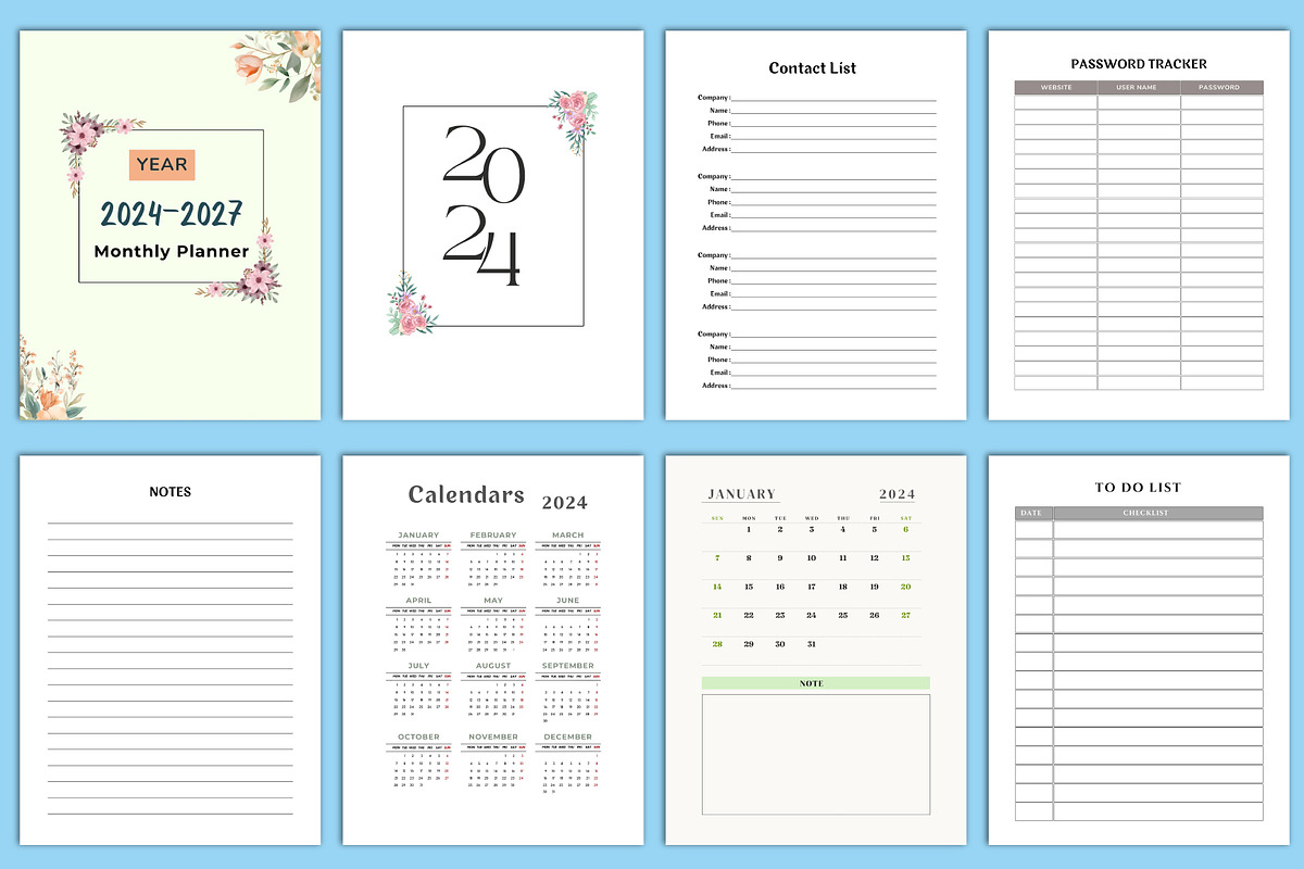 2024-2027 4 year Monthly Planner, a Stationery Template by Designmela01 (Photo 2 of 9)