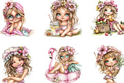 Summer Girls Png Clipart Bundle, a Person Illustration by Designking (Thumbnail 3 of 5)