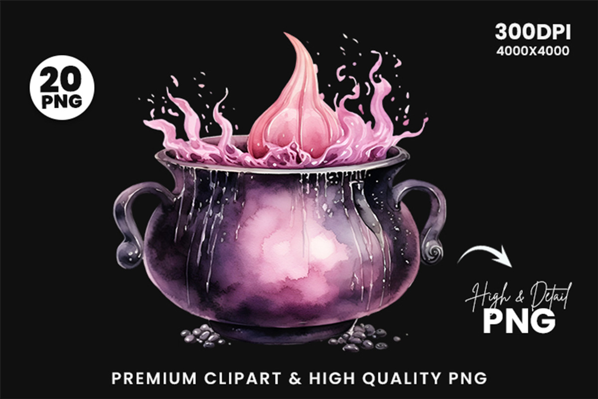 Halloween Pink Cauldron PNG Bundle, a Seasonal Illustration by Creative Arslan (Photo 6 of 7)